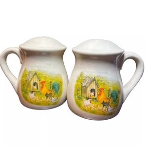 MCM Country salt and pepper shakers jugs chickens barnyard homestead‎ rooster